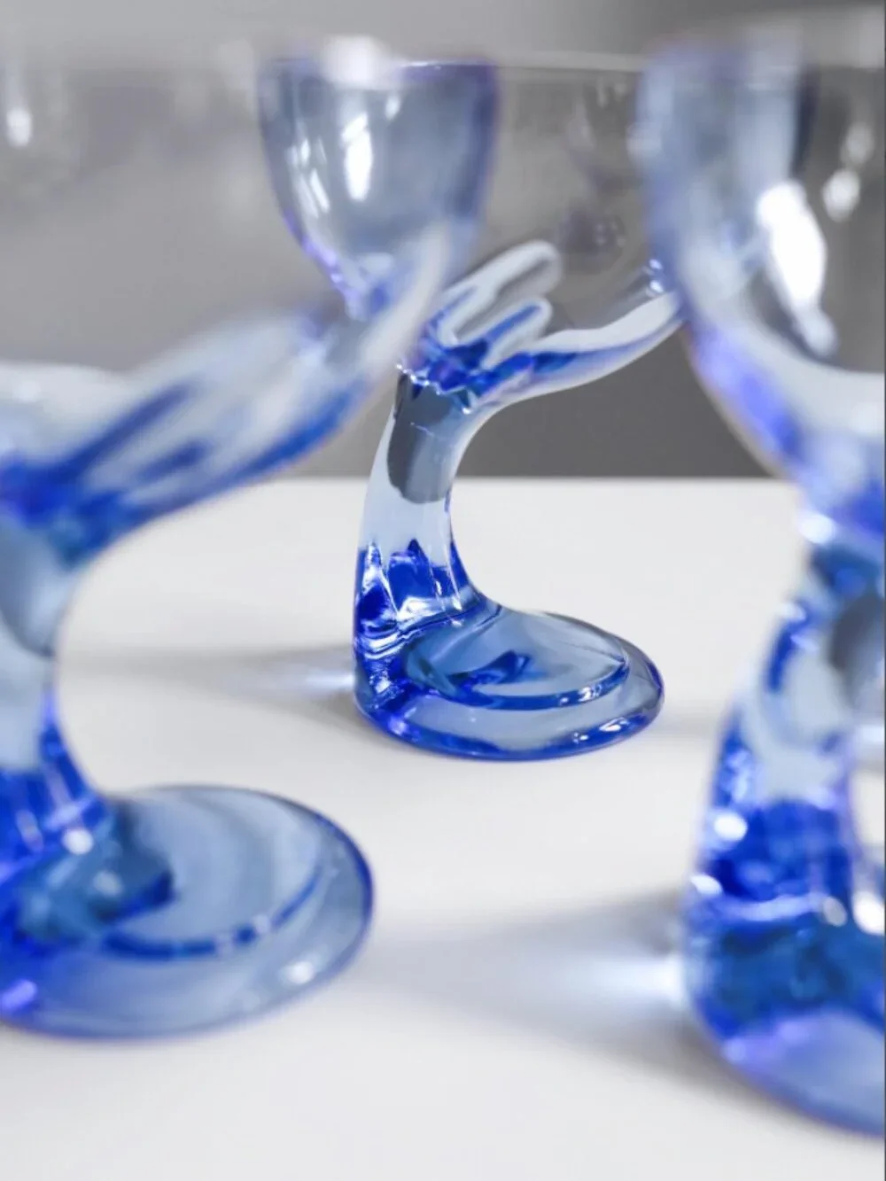 Vintage Bormioli Rocco Jerba Blue Glass Dessert Coupes Set of 4 Italy